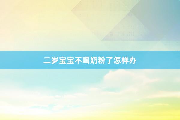 二岁宝宝不喝奶粉了怎样办